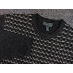 Tricots St Raphael Sweater Mens Large Gray Brown Houndstooth Crew Pullover